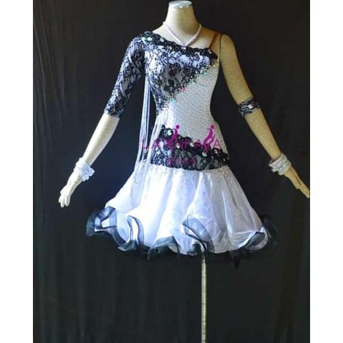 Latin Dance Performance Costume Adult Women High-end Professional Racing V Neck Backless Dress Rumba Tango Dancing Stage Wear