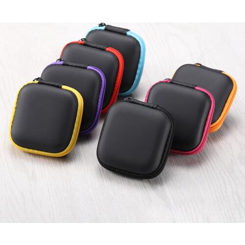 Mini Zipper Hard Headphone Holder Case Portable Earbuds Pouch box Earphone Storage Bag Protective USB Cable Organizer