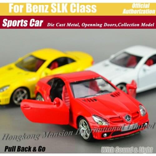 1:32 Alloy Diecast Model Metal Roadster Sports Car For Benz SLK Class Collectible Vehicle Collection Sound&Light Toys