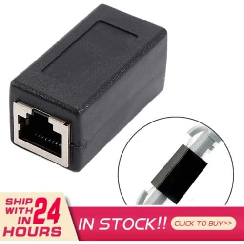 1PC Network Connect Adapter RJ45 Female To Female Network Ethernet LAN Connect Black Cable Connector Portable Black Accessories