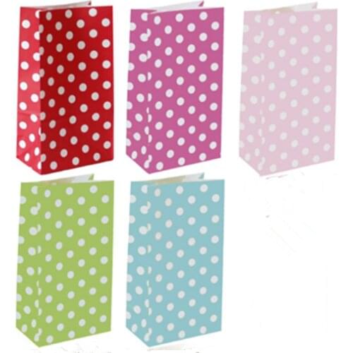 10PCS New paper bag Stand up Colorful Polka Dot Bags 24x13x8cm Favor Open Top Gift Packing paper Treat gift Bag wholesale