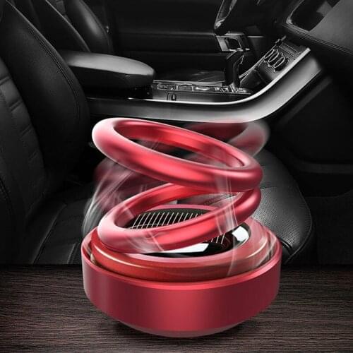 360 Degree Solar Automatic Suspension Rotation Car Air Freshener Fragrance Double Ring Aluminum Alloy Diffuser Solid Perfume
