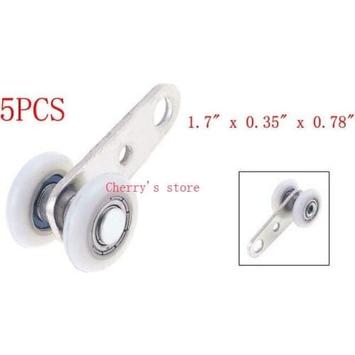Doors Window Single Plastic Sliding Roller Pulley Wheel 18mm White Silver Tone 5pcs