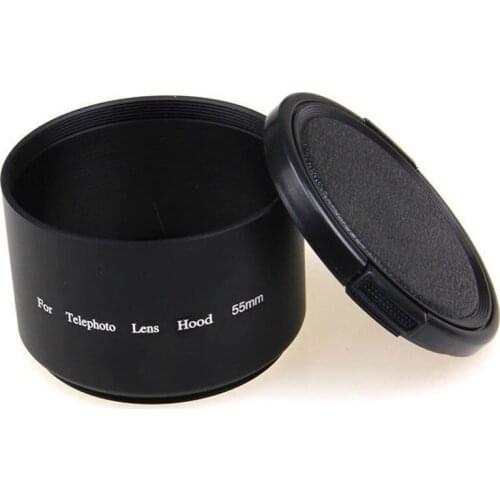 55mm 55 mm Tele Metal Lens Hood+Lens cap For Nikon D7500 D5600 D5500 D5000 D5100 D3300 D3400 D750 D810 D4 With AF-P 18-55mm Lens