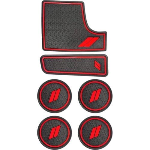 6Pcs Car Water Cup Holders Latex Anti-Dust Mat Non-Slip Door Slot Pad Mat Interior for Dodge Charger 2015-2021