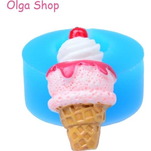 XYL010 30.3mm Ice Cream with Scoop Cherry Silicone Mold - for Dessert, Fondant, Sugarcraft, Resin, Cookie Biscuit, Food Safe