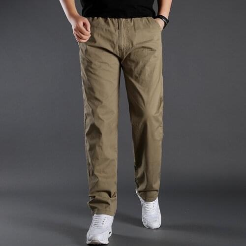 New Summer Autumn Casual Loose Men Pants Cotton Male Straight Long Trousers Fashion Business Work Pants Mens Plus Size M-6XL