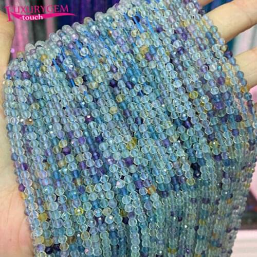 High Quality Natural Fluorite Stone 2.5/3mm Faceted Round Shape Loose Spacer Beads Bracelet Necklace Jewelry Accessory 38cm b150