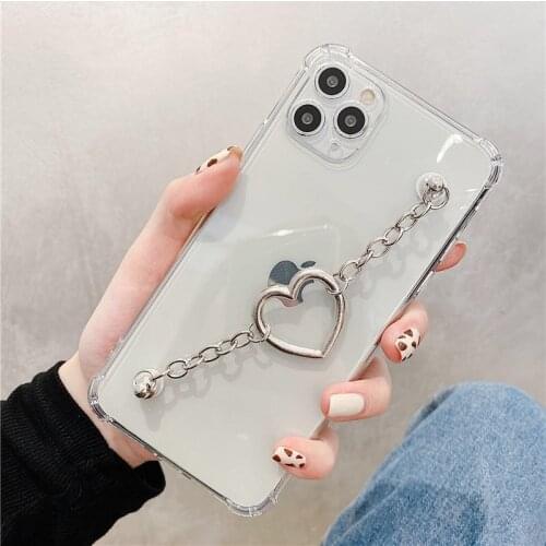 Lover Heart Bracelet Transparent TPU Cover Case For Samsung A82 A22 A72 A52 A42 A32 A12 A02S A71 A51 A31 Bracelet Case