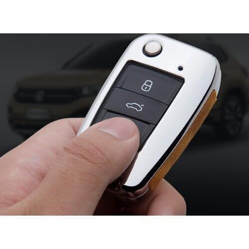 Galvanized Alloy Suede leather splicing car key case cover protective shell holder for VW Passat Lavida Tiguan POLO CC Golf BORA