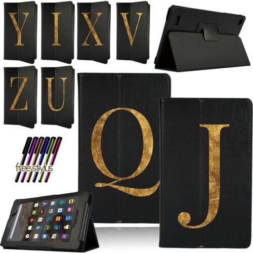 For Amazon Fire 7 (5th/7th/9th)/HD 10 (5th/7th/9th)/HD 8 (6th/7th/8th) Tablet Case Pu Leather Flip Stand Cover Case + Stylus