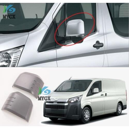 For TOYOTA Hiace 2019 2PCS Carbon Fiber ABS Car Side Door Rearview Mirror Protect Frame Cover Trims Car Styling Accessories