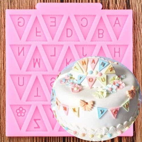 Flag Letters Silicone Molds Cookie Baking Fondant Chocolate Mould Baby Birthday Cake Decorating Tools Candy Polymer Clay Moulds