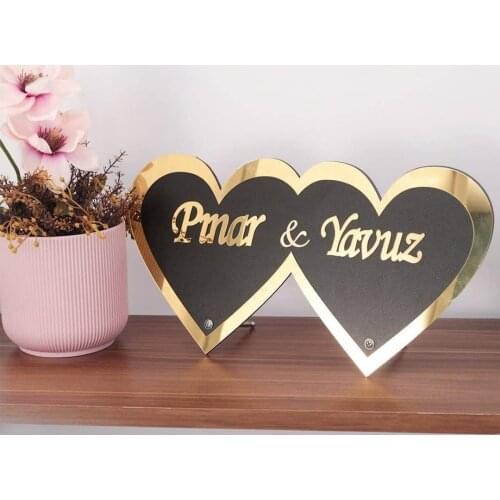 HLO 2021 Personalized Black Wooden-Plexi Decoration Name Sign Engagement Quest Gifts Engagement Safe Shopping Home Decoration