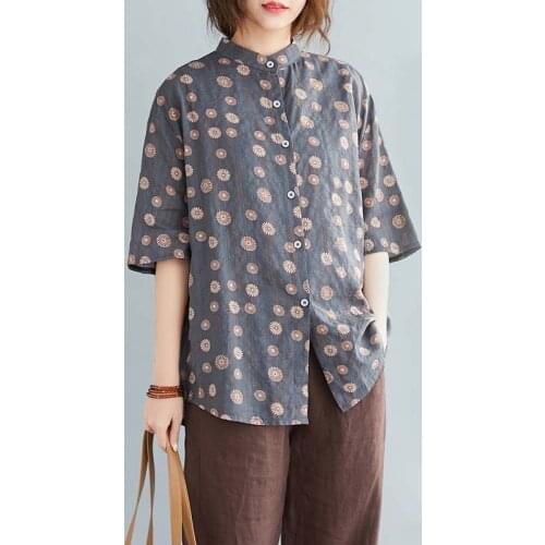 Блузки с воротником стойка Johnature China At AliExpress