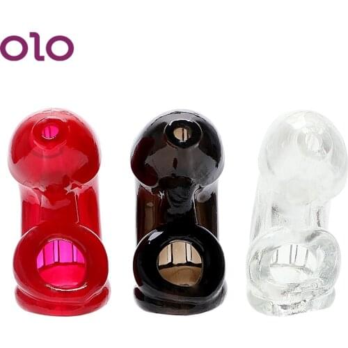 OLO Reusable Penis Sleeves Condom Penis Ring Cock Cage Penis Extension Male Chastity Device Sex Toys for Men Adult Game