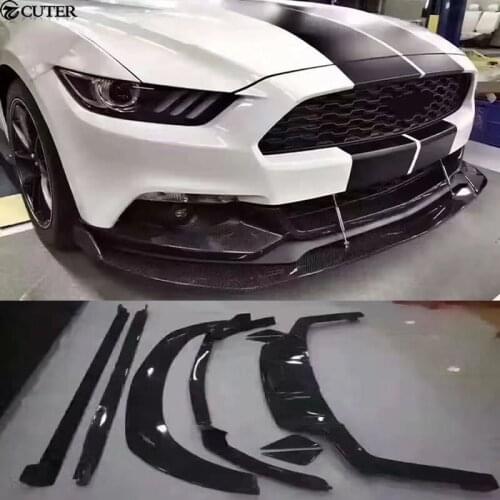 Carbon fiber Car body kit front lip rear diffuser lip rear side skirts for Ford Mustang henntop style 15-17