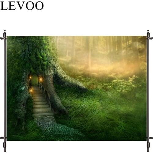 LEVOO photography backdrop Fantasy tree house in forest Steps Hallow backdrop photo shoot photocall photobooth prop custom