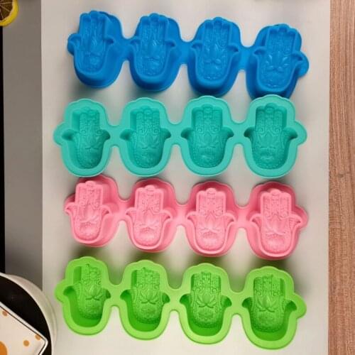 Lotus in the Palm Soap Mold Khamsah Hamsa Hand Epoxy Resin Silicone Mold Hand of Fatima Candle Resin Casting Molds Tools