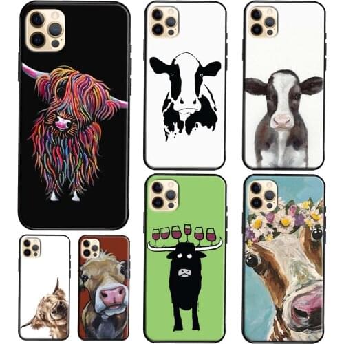 Cute Cartoon Cow Soft TPU Case For iPhone 12 Mini 11 Pro Max 6S 7 8 Plus X XR XS Max SE 2020 Case Cover