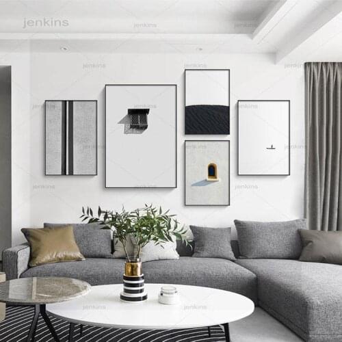 Minimalist Black and White Wall Art Painting Silent Scenery Wall Pictures for Living Room Nordic Oil Painting Hd Canvas Painting