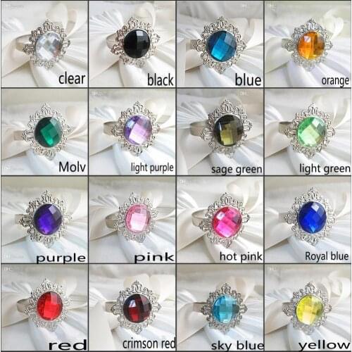 Multi Color Gem Stone Vintage Style Gold Plated Wedding Napkin Rings Wedding Table Decorations Napkin Holder