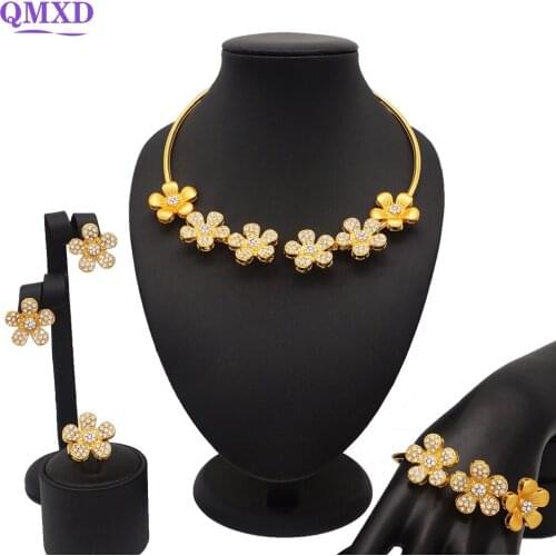 Nigeria Classic Jewelry Sets Elegant Bride Wedding Butterfly Shape Necklace Earrings Bracelet Ring for Dubai Women Jewelry