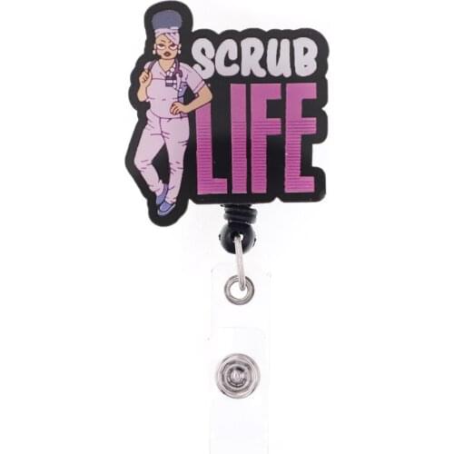 10pcs/lot New Acrylic Badge Holder Scrub Life Medical Nurse Badge Reel