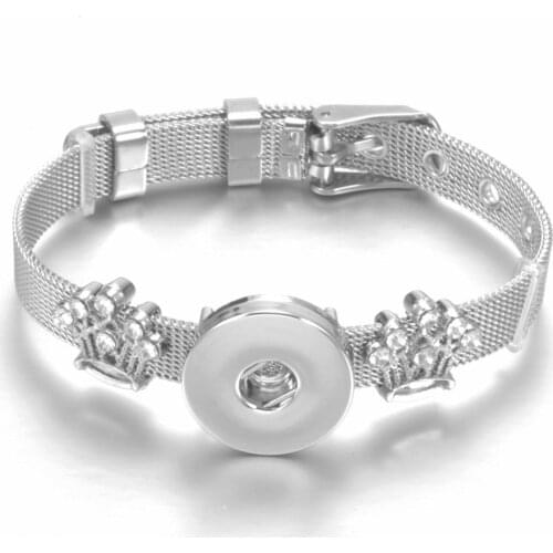 New Crown Charms Stainless Steel 18mm snap bracelets & Bangle 18mm Snap Button Jewelry For DIY Snap Jewelry SZ0452c
