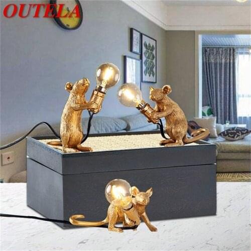 OUTELA Table Lamps LED Resin Modern Creative Cartoon Mouse Decoration Desk Light For Home