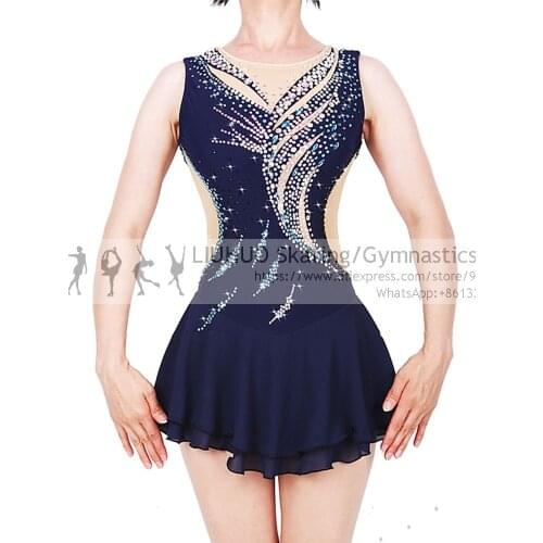 Ice Figure Skating dress Girls sparkly Children dance costumes elastic net yarn Skirt Competition ice skating costumes lady