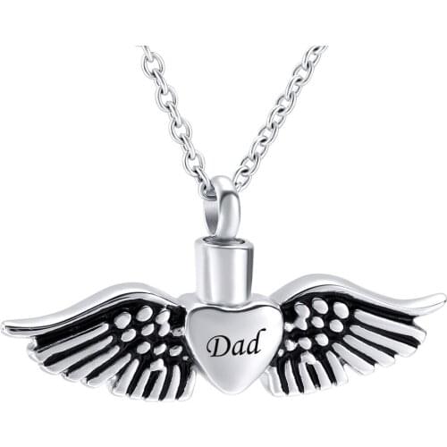 Angel Wing Cremation Jewelry Urn necklace for Ashes Dad Mom Grandma Stainless Steel Memorial Keepsake Urn Pendant
