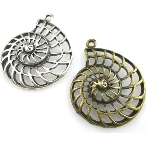 5pcs Charms Hollow Conch 36*28mm Antique Making Pendant fit Vintage Tibetan Silver DIY Handmade Bracelet Necklace