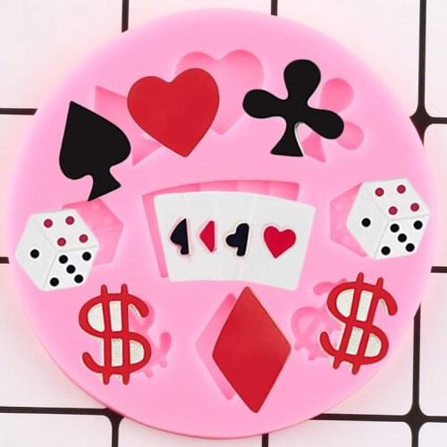 Poker Silicone Molds Chocolate Fondant Mold Dice Playing Cards Cupcake Topper DIY Cake Decorating Tools Candy Clay Resin Moulds
