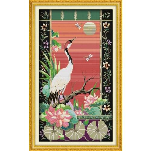 Joy sunday animal style Crane cross stitch christmas patterns free counted make a craft for home decoration