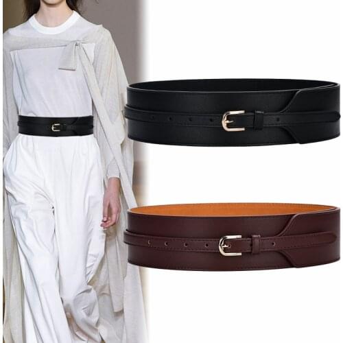 Fashion women real leather belt super wide Genuine Leather soft knot design cow belt cowhide leather gold pin buckle belts women