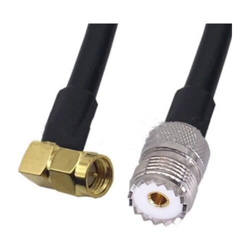 RG58 Cable SMA Male To UHF PL-259 SO-239 Female Jack Right angle Pigtail RG58 Jumper Cable