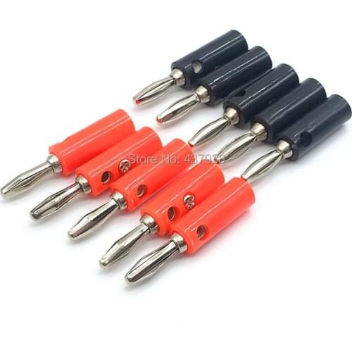10pcs 4mm Banana Plug Connector Jack Screw-type Banana Head Black and Red Color Nickel-plated Plastic Banana Plugs