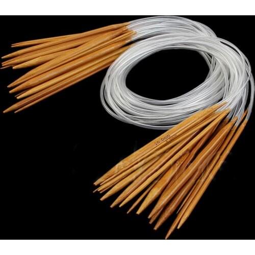 New 18Pairs 18sizes 80cm 32" Circular Nature Bamboo Carbonized Knitting Needles Hand Crafts Tools Supplies DIY Accessories