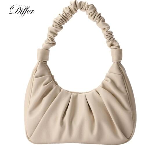 2021 New Luxury Designer Womens Cloud Shape Shoulder Bag Soft Leather Tote Fashion Foled Dumpling Female Handbag Hot Ins Style