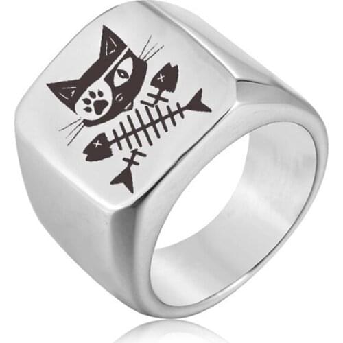 Ufine Fashion Square Ring Viking sign Titanium Steel Mens Ring Cast stainless steel symbol Rings jewelry R103