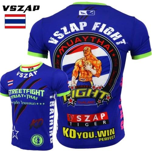 VSZAP MMA Muay Thai Boxing Shorts Muay Thai Muscle Men Sport T Shirt Training Wear Breathable Clothing MMA Shirt Boxing Clothing