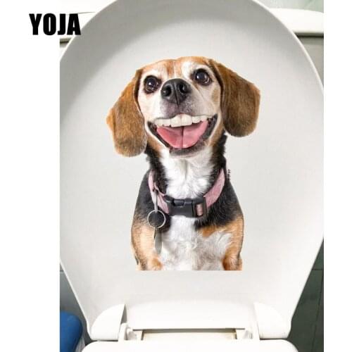 YOJA 14.6*20.1CM Happy Dog Classic Cartoon Home Wall Decals Room Decoration Toilet Sticker T1-0275