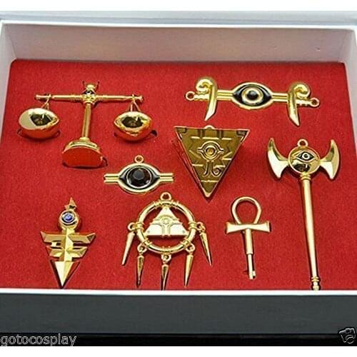 Millennium Items Puzzle Eye Ring Necklace Keychain Pendant 8pcs Set+Box Yu-Gi-Oh For Christmas Halloween Carnival