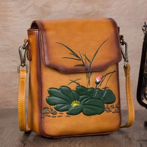 Retro Leather Womens Shoulder Messenger Bag Female Mini Small Bag Phone Crossbody Bags First Layer Cowhide 2020 New Style Soft