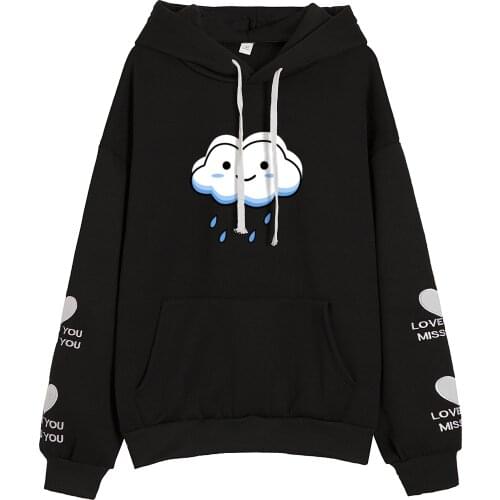 Kawaii Cartoon Cloud Harajuku Hoodie Women Oversized Pullover Embroidery Sweatshirt Korean Female Hoodies Aesthetic Streetwear