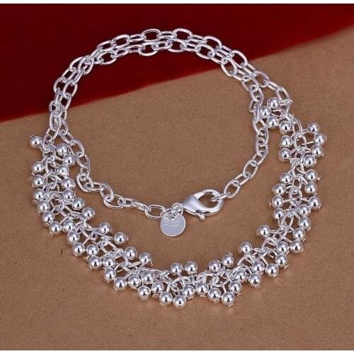 Hot new 925 Sterling Silver Necklaces Jewelry 18 Inches Beautiful smooth beads grape necklace for Women Party Christmas Gifts