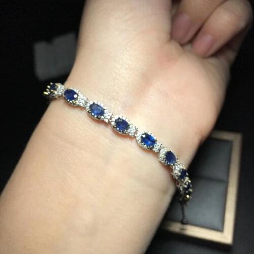 New Natural sapphire Bracelet 925 Silver Ladies Bracelet Luxury Elegant Fashion Trend