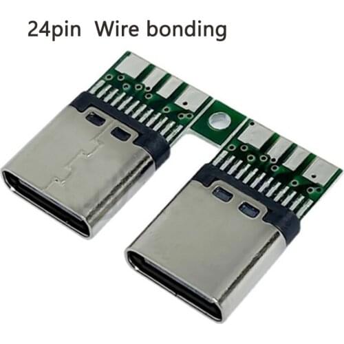 10-20pc USB 3.1 Type-C Micro 24PIN Socket Board Welding Wire Female Header Splint Four-core Fast Charging PD Interface Connector