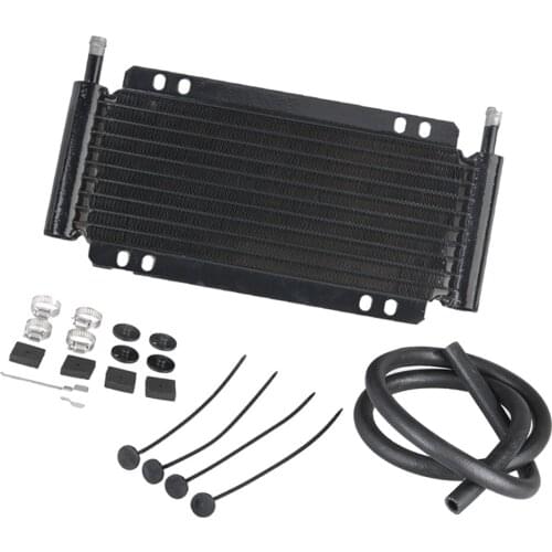 11 Row Radiator Remote Aluminum Transmission Engine Oil Cooler + Hose/Mounting Kit